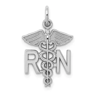 14k White Gold RN Registered Nurse Charm Pendant For Womens 0.99g • $180