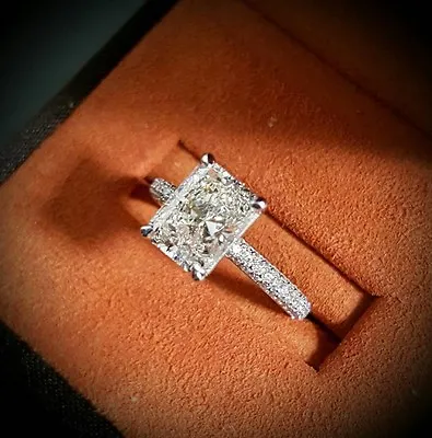 1.60ct Natural Radiant 3-Row Micro Pave Diamond Engagement Ring - GIA • $5994