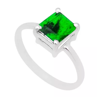 Handcrafted 2.24cts Faceted Natural Green Maw Sit Sit Silver Ring Size 7 Y1461 • $16.79