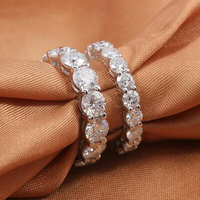 £127 • Buy 2 CT Round Diamond Full Eternity Engagement Wedding Band Set 14K White Gold Over