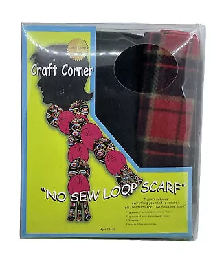 New Baum Textile Mill Red Tartan Winter Fleece No Sew Loop Scarf Kit 60  ENV3 • $5.99