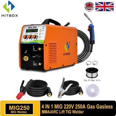 £199.49 • Buy HITBOX Mig Welder 220V Inverter 250Amp Stick TIG MIG Gas/Gasless Welding Machine
