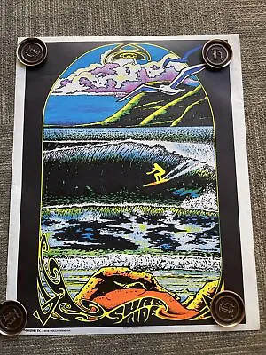 #183 Surf Ride Black Light Vintage Poster Bar Garage 1976 Hollywood • $129