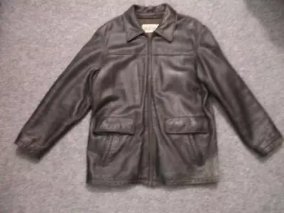 VTG M Julian Wilsons Leather Jacket Mens Medium Black Distressed Zip Up • $45.49