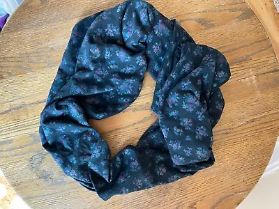 Erge Designs Infinity Scarf Black With Muted Flower Patterns Soft • $9.99