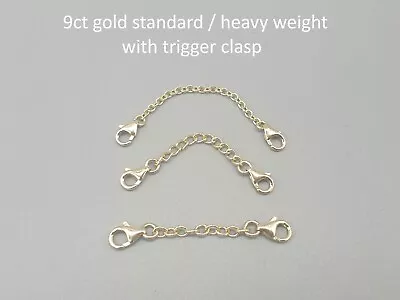 £31.77 • Buy 9k 9ct Yellow Gold Two Trigger Parrot Clasp Safety Chain Heavy Extender 0.5 - 4 