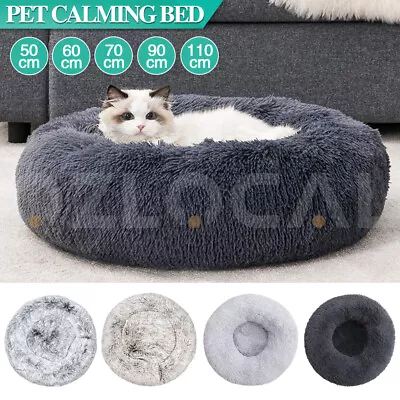 $17.95 • Buy Dog Pet Cat Calming Bed Beds Large Mat Comfy Puppy Fluffy Donut Cushion Plush