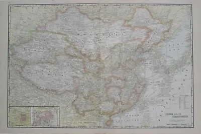 $29.99 • Buy Original 1921 Map CHINA Manchuria Tibet Hong Kong Taiwan Mongolia Great Wall CCP