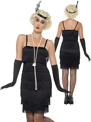 Ladies 1920s Flapper Costume Adult Charleston Gatsby Fancy Dress Womens Black • £26.99