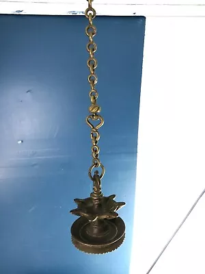 Antique Indian Hindu Brass Hanging Oil Diya Lamp • $105