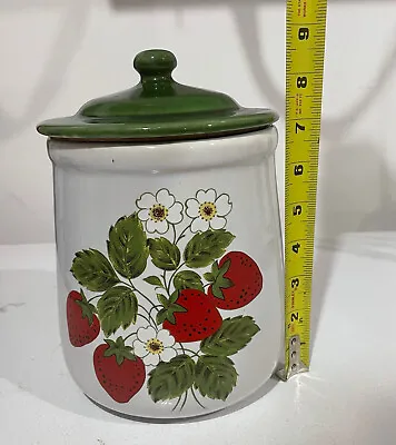 McCoy Strawberry Fields Country Stoneware Cookie Storage Jar Canister Vintage 9  • $21.95