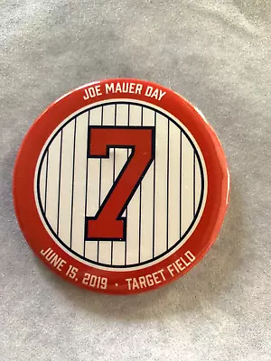 Joe Mauer Minnesota Twins Day Button Pin June 15 2019 Target Field #7 MLB SGA • $11.99