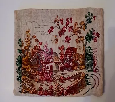 Vintage Handmade Cottage Grandma Shabby Square Tapestry Pillow Cover • $18