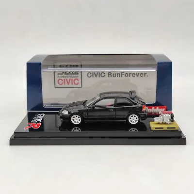 Hobby Japan 1/64 Honda Civic TYPE R (EK9) With Engine Display Model HJ642016BK • £25.38