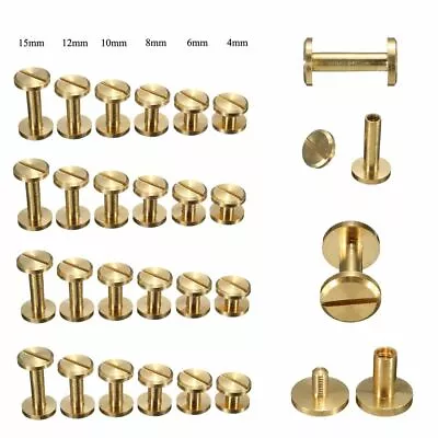 £3.23 • Buy 10pcs  Brass Leather Belt Wallet Chicago Screw Nail Stud Bind Rivet