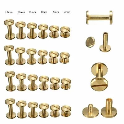 £3.61 • Buy Flat Belt Screw Leather Craft Chicago Nail Brass Solid Rivets Stud Head 4-15mm