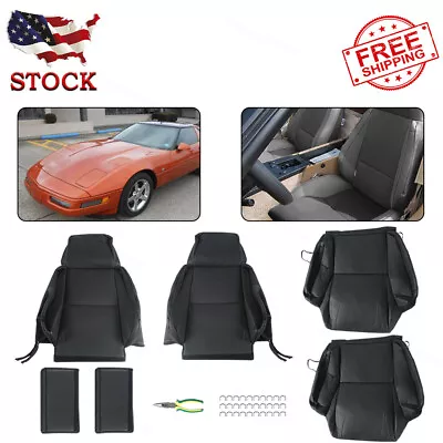 For Chevy Corvette C4 Type3 1984-1993 Black Synthetic Leather Custom Seat Covers • $93.59