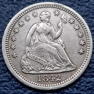 1842 Seated Liberty Half Dime 5c Better Grade XF + #72190 • $89.99