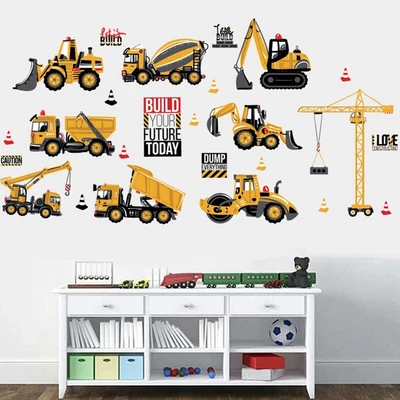 £7.85 • Buy Construction Vehicle Transportation Truck Wall Stickers Boys Nursery Decals Art