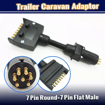 $17.95 • Buy 7pin Small Round 7 Pin Flat Plug Trailer Adaptor Caravan Socket Wiring Connector