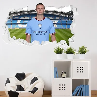 £19.99 • Buy Official Manchester City Wall Sticker - Erling Haaland 22/23 Broken Wall Decal