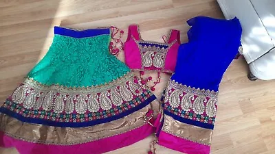 £17 • Buy  Girls Green,Pink And Blue Lengha Size  24