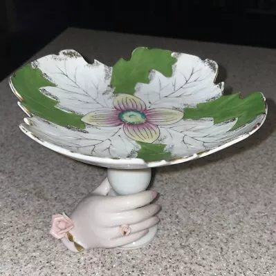 Vintage Porcelain Hand Holding Plate Gold Edge Cake Plate • $15