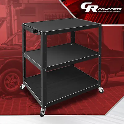 3-layer Utility Steel AV Cart With Lockable 360° Swivel Casters Rolling Shelf • $209.99