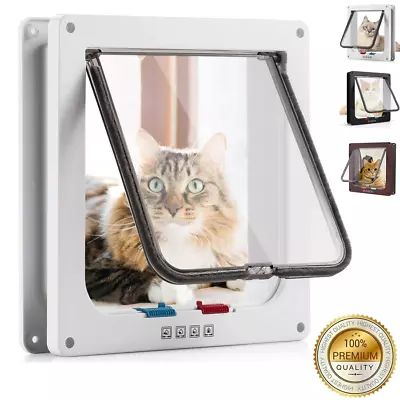 Pet Door 4 Way Locking Small Medium Large Dog Cat Flap Magnetic Door Frame ABS • £12.59