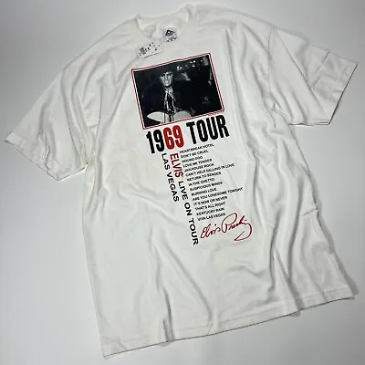 Alstyle Men's XL Elvis 1969 Live On Tour Las Vegas NEW/OLD White T-Shirt • $19.98