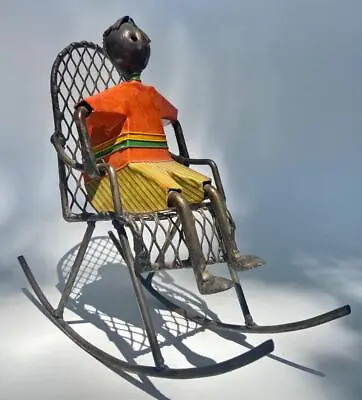 Manuel Felguerez Mexico Primitive Folk Art 9” Kinetic Steel Sculpture Boy Chair • $200