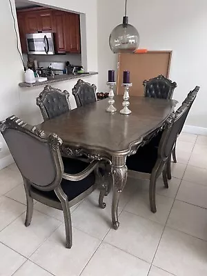 Wood Dining Table Set 6 Chairs • $1999
