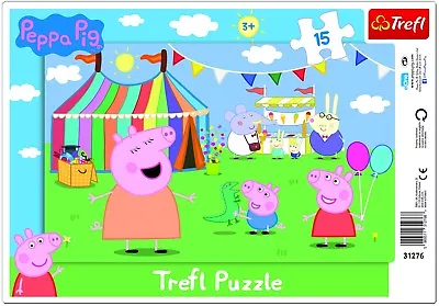 £5.84 • Buy Trefl 15 Piece Frame Kids Peppa Pig In The Amusement Park Fun Jigsaw Puzzle NEW