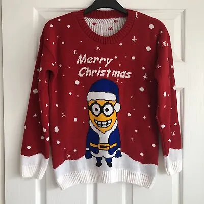 Minions Red Christmas Xmas Jumper Sweater Size Medium • $16.15