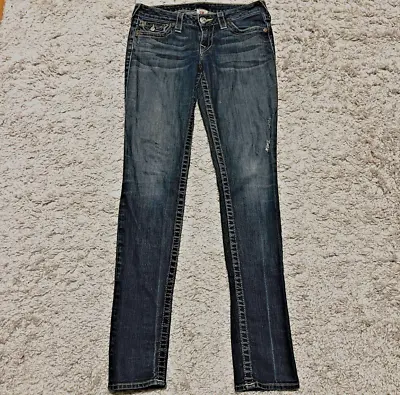 True Religion Halle Super T Low-Rise Skinny Dark Wash Denim Jeans Womens Sz 28  • $24