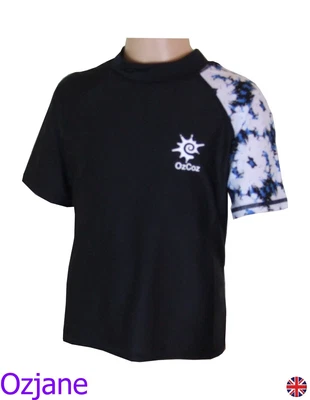 £4.95 • Buy Boys Ozcoz Uv Upv 50+ Sun Protection Rash Guard Top Black 6 To 10 Years 
