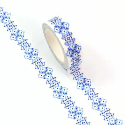 $5.50 • Buy Washi Tape Blue Mosaic Tile Pattern 15mm X 10m