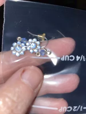 Vintage Earrings Light Blue Stones Shape Of A Flower • $5