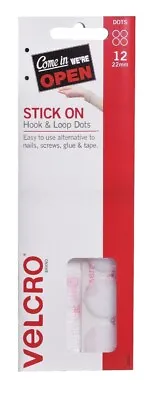 Velcro Brand Hook And Loop Dots 22mm 12 Pack - White • $11.95