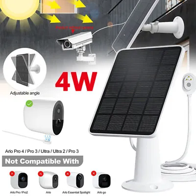 4W Solar Panel For Arlo Ultra/Ultra2/Pro3/Pro4 Security Camera Outdoor Charger • £16.96