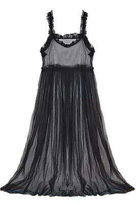 Women Sheer Slip Dress Ruffle Pleated Mesh Tulle Cover Up Long Petticoat Party • $14.57