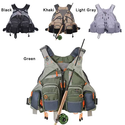 Fly Fishing Mesh Vest General Size Adjustable Mutil-Pocket Breathable Vest • $33.29