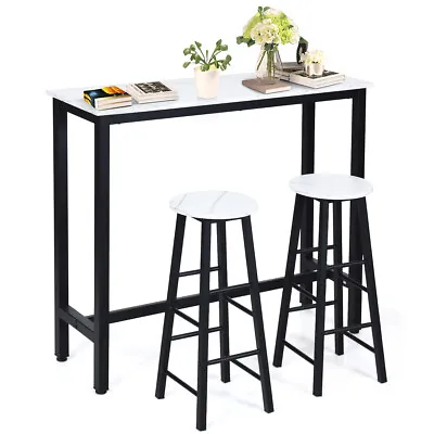$176.90 • Buy 3PC High Bar Table Stools Set, Modern Dining Table And Chairs, Pub Cafe Kitchen