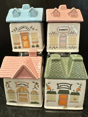 Vintage Porcelain Spice Jars Victorian House Cottage Hand Painted  • $46.50