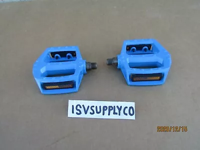 New Bicycle 9/16'' Blue Aluminum Pedals For 3 Pc. Crank Bikes: Bmx Mtb Road Bi • $14.99