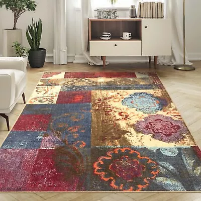 Emory Patchwork Medallion Floral Non Slip Washable Large Area Rugs Or Rug Runner • $46.75