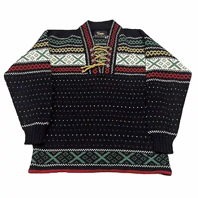 Vintage Figgjo Knit Sweater Mens L Celtic Pattern Norway Wool Fair Isle Tunic • $40.50