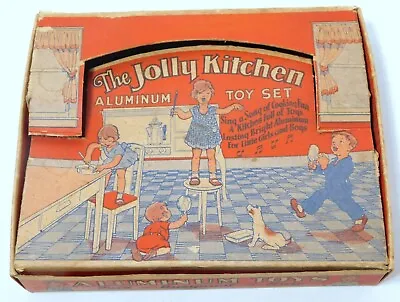 Vintage The Jolly Kitchen Aluminum Toy Set Flatware W/Box • $12.99