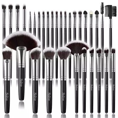 Makeup Brush Set SOLVE 32pcs Professional Makeup Brushes Wooden Handle Cosmetics • $15.99