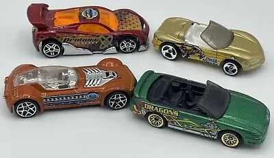 Diecast Car Lot Of 4 Cars Hot Wheels & 1 Unknown Brand Ballistik Dragons 1:64 • $4.79